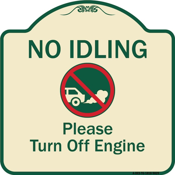 Designer Series-No Idling Please Turn Off Engine With Graphic, 18" x 18", TG-1818-9829